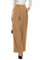 PrinStory Damen Hose Mit Weitem Bein Leichte Elastische Taille Sommer Hose Mit Taschen Kausale Büro Business Hosen (Khaki, 36-38)