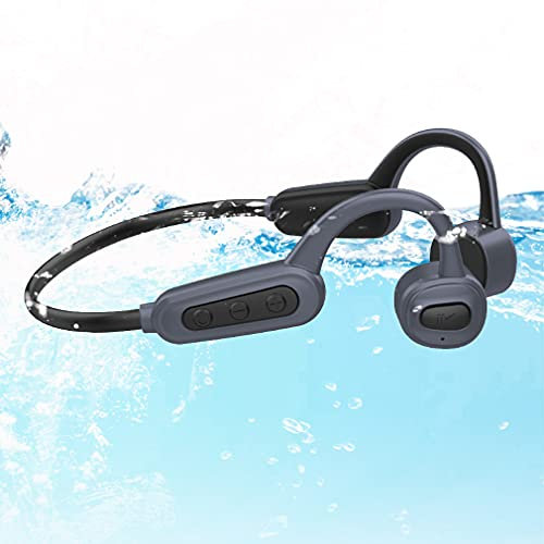 Kabellos Open-Ear Schwimmen Kopfhörer Bluetooth 5.0 Bone Conduction Headset, IPX8 Wasserdicht 16GB Schwimm MP3-Player, Drahtlose Sport Stereo Kopfhörer Open-Ear für Laufen Fahren Fitness Gray
