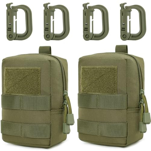 MUCHER 2 Pack Molle Tasche Taktische Hüfttaschen EDC Utility Bauchtasche Hüfttasche mit 4 Haken Rucksack-Zusatztaschen für Outdoor Wandern Jagdcamping Training