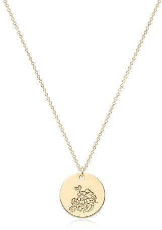 Jenosy Kette Damen Gold Kette mit Geburtsblumen März Personalisierte Kette mit Blume Zarte Kette mit Kirschblüte Anhänger Hypoallergene 18K Vergoldete Kette Modeschmuck für Frauen und Mädchen