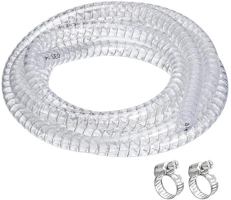 QUARKZMAN 3/8 ID x 10 Pies PVC Tubo Acero Alambre Reforzado Tubo Flexible Vinilo Manguera Tubería Transparente Succión Productos químicos Resistente Grueso Tubo