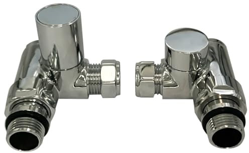 Team Controls Dual Fuel Radiator Valves Angled Corner Valves Towel Rail Chrome 15mm x 1/2