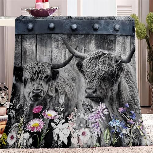 Kuscheldecke Tier Yak&Schwarz Microfaser Flanelldecke, Fleecedecke für Couch weich und warm, Wohndecke Flauschig Sofadecke Couchdecke 70 x 100cm
