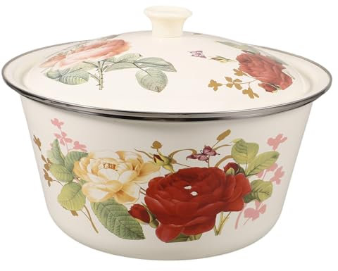 PRETYZOOM Bol Vintage Avec Couvercle Bassin Alimentaire Épais à Fond Plat Ustensile Cuisine Chinois Bol Fruits Et Soupe Récipient De Stockage Hermétique Revêtu