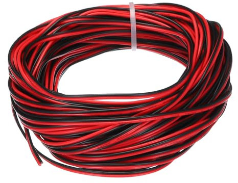 QUARKZMAN 28 Gauge 2-adriges paralleles PVC-Kabel, 15 Meter lang, 0,05 Durchmesser, rot schwarz, 28 AWG flexibles Verlängerungskabel 300V für LED RGB Kabel, interne Verkabelung