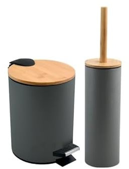 Spirella Set Poubelle à pédale 5L & Brosse WC Adonis Gris
