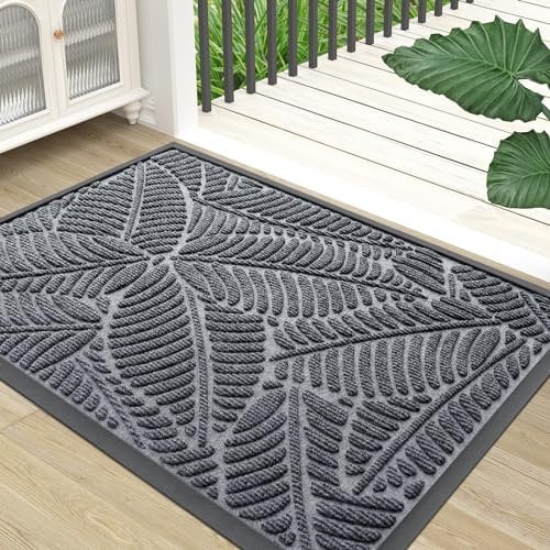 Homaxy Door Mats Indoor Outdoor, Heavy Duty Rubber Dirt Trapper Doormats, Non Slip Waterproof Floor Mat, Easy Clean Door Matt for Front Door, Entrance and Garden, 80 x 120 cm, Grey
