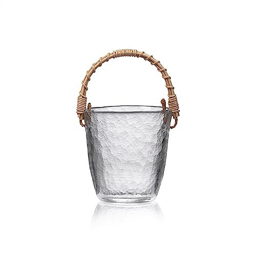 Insulated Ice Bucket Rattan Portable Glass Fruit Basket Home Ice Bucket Drink Bucket Water Bucket Champagne Beer Wine Cooler for Cocktail Party Wine Bottle Restaurant Dry Fruit Tray Ice Bucket fo