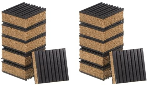 QUARKZMAN 12pcs Tapis Anti-Vibration Machine à Laver, Tampons en Caoutchouc Liège, Amortisseurs Anti-Vibration Carrés Coussinet Patin pour Climatiseur Compresseur Meubles, 5.08x5.08x2.22cm