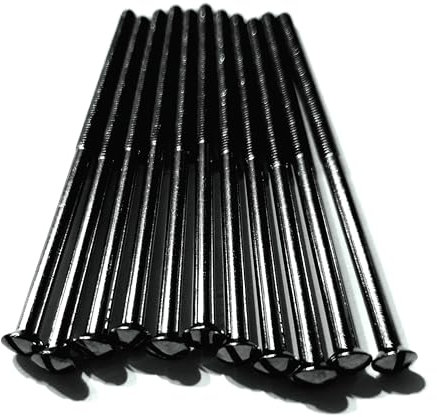 Generic Pack of 10 Electrical Screws 75mm X 3.5mm Black Nickel Long Socket Screw Switch Plugs Fixings Raised Slotted Head
