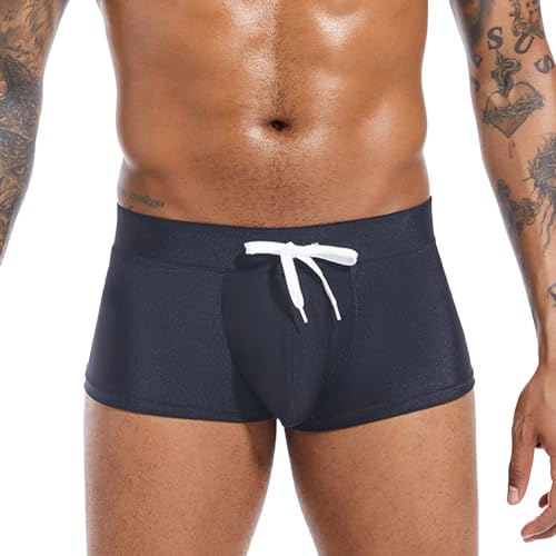 Herren Badehose Kurz Eng Sexy Slip Schwimm-Shorts Elastisch Trainingsshorts Mit Tunnelzug Badeshorts Niedrige Taille Bademode Kurze Unterwäsche Badepants Slim Fit Schwimmwear Classic Schwimmhose