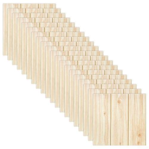 Gbtdoface Lot de 20 panneau mural decoratif, dalles murales autocollantes 3D en mousse souple (bois)