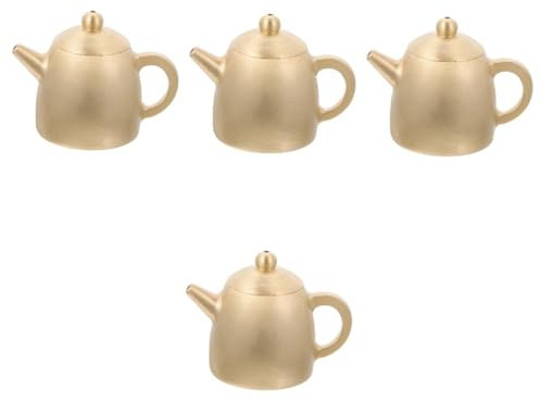 Amosfun 4 Stück hohe Chinoiserie- Schreibtisch-Teekannendekoration schreibtischdeko schreibtisch dekoration spielzeug kleiner Teekessel aus Messing Teekannenförmiges Ornament