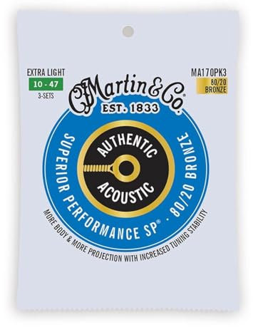 3er Pack Martin Western-Gitarren Saiten MA-170PK3 Extra light .010-.047