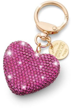 CHUQING Portachiavi a forma di cuore con strass scintillanti, portachiavi per donna, Fucsia Cuore-14, Taglia unica