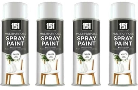 PNJB White Satin Finish Spray Paint, Clean and Modern Touch, Home Décor, Furniture, And Outdoor Projects, Apply Multiple Coats, Even, Reliable Coverage, 400ml (4 Pcs)