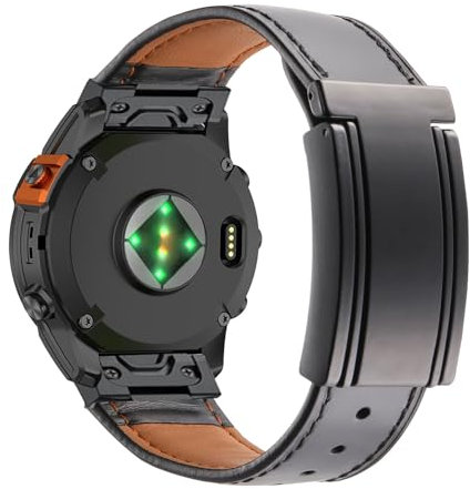 Leder Armbänder für Garmin Fenix 7X/7X Solar/7X Sapphire Solar Armband, mit Verstellbar Magnetische Faltschließe aus Edelstahl Elegant Ersatzarmband für Damen Herren mit Garmin Fenix 7X (A,M)