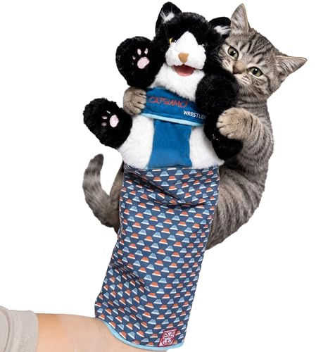 CATSUMO Cat Wrestling Glove Puppet – Interactive Hand Mitt with Durable Protective Sleeve and Catnip - Play & Enrichment