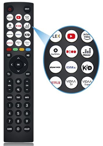 Hisense Telecomando di ricambio per Hisense VIDAA UHD Smart 4K TV con 12 pulsanti di abbreviazione, nessuna configurazione necessaria