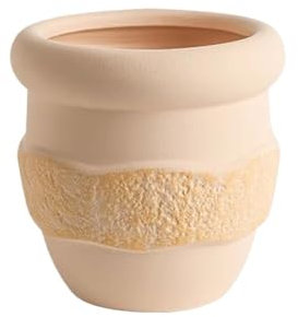 Maceta para plantas de interior y exterior Maceta Redonda Amarilla Macetas de cerámica, con Orificios de Drenaje y Bandeja for platillos, maceteros pequeños, for balcón, Sala de Estar, Dormitorio, alf