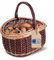 Creative Home Großer Picknickkorb Weidenkorb mit Henkel Einkaufskorb Zweifarbig | 43 x 33 x 40 cm | Pilzkorb Dunkelbraun | aus dunkler und heller Weide | Groß, Leicht, Handgeflochten | Universell