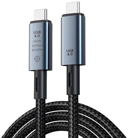[240W 40Gbps] Cable USB C compatible con cable Thunderbolt 4 de 5 pies, USB tipo C Display Cable 8K 60Hz para cable Thunderbolt 3, USB4 C a C Cable Fast Charger, USBC a USBC Cable Charger Fast