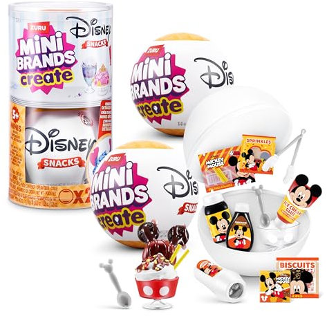 Mini Brands Capsule Create Disney Snacks série 1 de ZURU - Mini à Collectionner, Emballage Surprise, DIY, travaux manuels, Jeu en résine, Fantaisie, âge 8+ (2 Capsule)