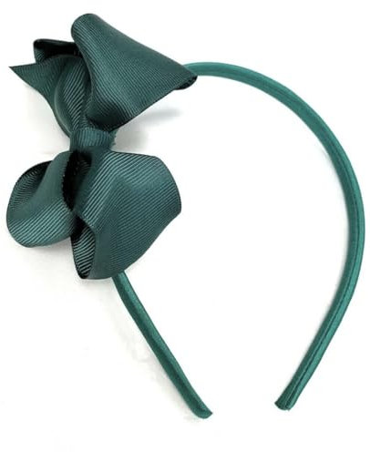 Bandeau classique pour fille avec grand nœud en ruban gros-grain (vert émeraude, taille unique)