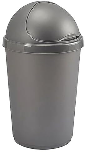 ZARVICZONIA Premium Plastic Bullet Bins 30L, 50L Waste Paper Recycling Dustbin Flap Lid Home Kitchen House Office Rubbish Trash Bin (Grey, 50 Litre)
