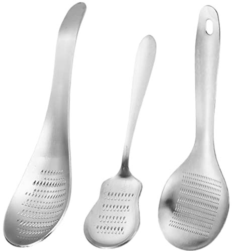 Cabilock 3 Stück Edelstahl Knoblauch Und Ingwer Mühlen Löffelförmig Haushalt Küchenreibe Wiederverwendbar Spülmaschinenfest