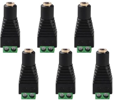 KUOQIY 6 PCS 3.5mm Screw Terminal, 3.5mm TS Mono Female to 2 Pin Female Screw Terminal, AUX Headphone Balun Solderless Converter Adapter with Screwdriver