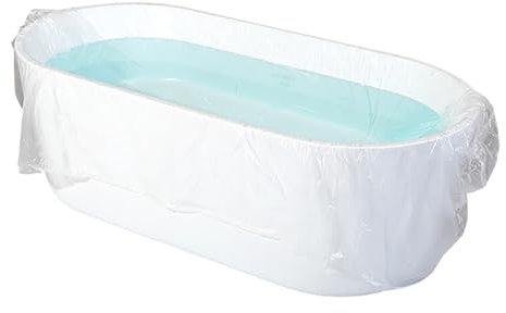 JIHUOO 8 Pcs Clear Plastic Bathtub Liners Travel Disposable Bathtub Cover Transparent Bath Tub Liner Large Bathtub Lining Bag with Tape for Household Hotel