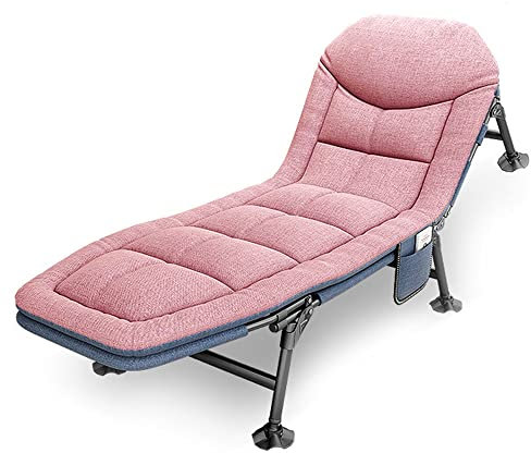 Campingbett Klappbar Feldbett XXL - Campingliege Extra Breit 190x65x30cm, Camping Bett Faltbar Leicht - Gartenliege 5-Fach Verstellbar Rückenlehne, Karpfenliege für Outdoor Indoor Garten (Rosa)