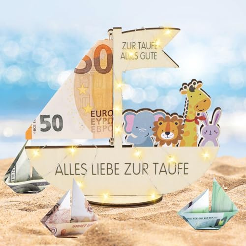 Herbst Taufgeschenke für Mädchen und Jungen, Geldgeschenk zur Taufe Arche Holz, Geschenk Taufe Geldgeschenk, Taufe Geschenk Patenkind, Geschenke zur Taufe Junge Mädchen, Geschenke Taufe