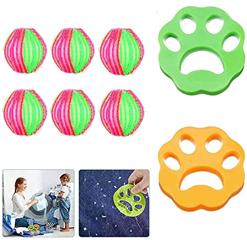 Quita Pelos Mascota, 8 PCS Atrapa Pelos Lavadora Mascotas, Recoge Pelos Mascotas,Bola de Lavado Reutilizable para Eliminar el Pelo de Las Mascotas en la Lavadora