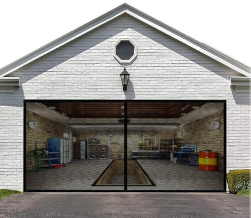 Rideau de porte moustiquaire magnétique 2 pièces sans perforation, rideau de porte anti-moustique pratique rideau de garage(244 * 213 cm)
