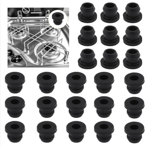16 Stück Topfträgergummis,Gummifüße,Rostgummifüe,Kompatible Rostgummifüße für Topfstützen mit 5mm Stäben von Dometic,Smev und Thetford Wohnmobilöfen Zubehör-Schwarz