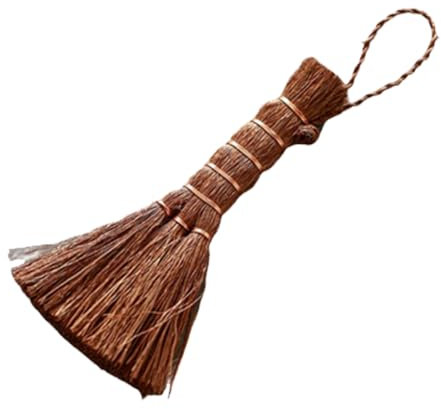 LIXSAZSE Scopa per tavolo da tè Spazzatrice manuale per scrivania portatile Spolverino per spolverino in fibra di palma Bottiglia Tazza Piatto Piatto Strumento Cinturino Colore casuale