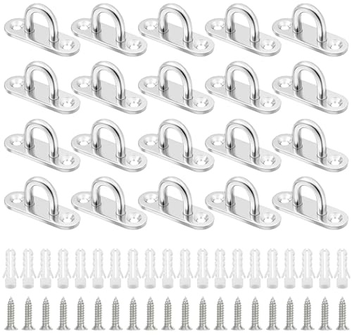 XHYASD 20 unidades de placas de ojo de acero inoxidable M5 ganchos con tornillos