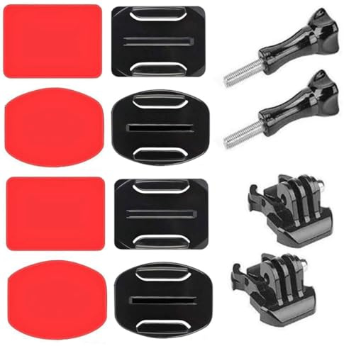 RALSPEC 12 Pc GoPro Compatible Helmet Mounting Kit Mounts + Adhesive Sticky Pads Curved and Flat Base Action Camera Mount For Go Pro HERO 13 12 11 10 9 8 7 6 5 4 3 Session Mini Accessories