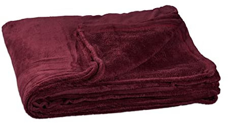 Relaxdays kuschelfleecedecke extragroß aus Polyester, Fleece, bei 30°C waschbar, HBT: 1 x 200 x 220 cm, bordeaux