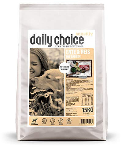 daily choice sensitiv - 30 kg - Trockenfutter für Hunde - Ente & Reis mit Erbsen - Monoprotein und weizenfrei - Für ernährungssensible Hunde geeignet - Mit Chicorrée und Grünlippmuschel