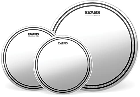 Evans Drum Heads EC2S Clear Fusion Pack (10 Zoll, 12 Zoll, 14 Zoll) mit 14 Zoll HD Dry Snare Batter