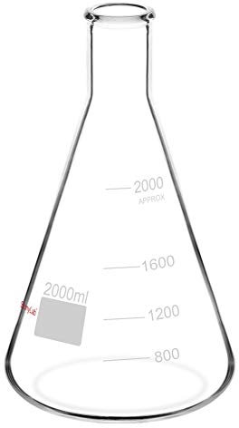 stonylab 1-Pack Glass 2000ml Heavy Wall Narrow Mouth Erlenmeyer Flasks with Heavy Duty Rim, 2 L (2 Liter)