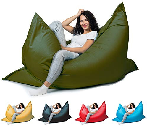 sunnypillow XXL Sitzsack, Riesensitzsack Outdoor & Indoor 180 x 145 cm mit 380L Styropor Füllung Sessel für Kinder & Erwachsene Sitzkissen Sofa Beanbag viele Farben und Größen zur Auswahl Dunkelgrün