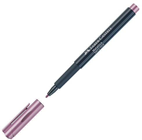 FABER-CASTELL 160790 - Metallics Marker mit Faserspitze, 1,5 mm Strichstärke, für viele Oberflächen geeignet, mit Metalliceffekt Berry Nice in lila