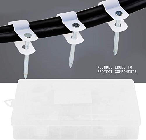 Clips en P, 200 pcs, 6 diamètres en plastique nylon, clips de fixation P, pinces, boîtes assorties pour la fixation de câbles, conduits et tubes(blanc)