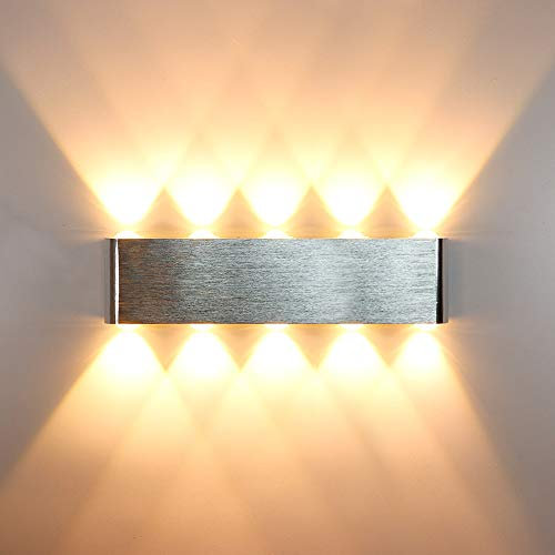 HAWEE Moderne LED Applique Murale Intérieur LED Lampe Murale Up Down Aluminium Lèche-murs LED pour Chambre à Coucher Couloir Salon Escalier, KTV, 20W Blanc Chaud