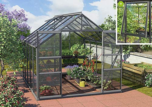 Vitavia Meridian 2 8300 ESG 3 mm, schwarz Gewächshaus 2 Dachfenster 1 Seitenfenster
