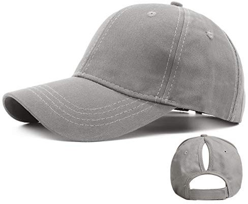 Ruyosn Basecap Damen Cap Zopf High Ponytail Cap Damen Pferdeschwanz Cap Damen Sommer Damen Kappe Sommer Kappe Damen Pferdeschwanz Sonnenschutz Hip hop Cap Damen Baumwolle, Cap Damen Grau